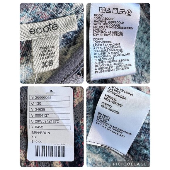 Ecote Tiered Tank Top Womens XS Tunic Boho Watercolor Layered Crochet - Picture 7 of 13